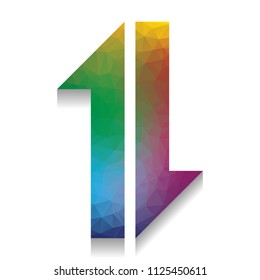 Two closest arrows up-down sign. Vector. Colorful icon with bright texture of mosaic with soft shadow on white background. Isolated.