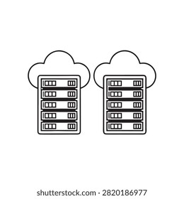 Two Cloud Hosted Server Racks Illustration Isolated Design Vector Art