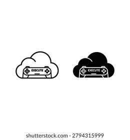 Two cloud icons with gaming console outlines