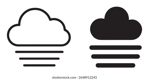 Dois ícones de nuvem com linhas horizontais abaixo deles gráfico