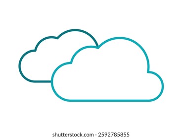 Two Clouds Blue Outline Sky Background
