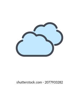 Zwei Wolkenfarben-Symbol. Wetter und Klima-Vektorgrafik farbiges Zeichen.