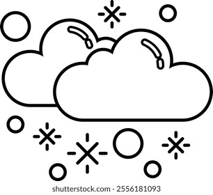 Two clouds with snowflakes on them