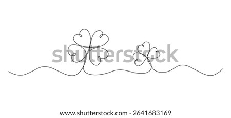 Two clovers one line drawing, icon continuous outline isolated sketch