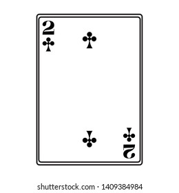 two of clubs card icon cartoon black and white vector illustration graphic design