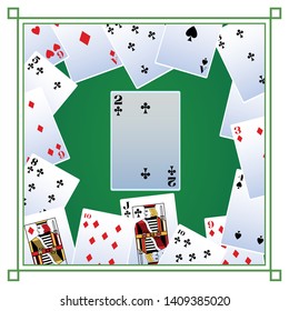 two of clubs card icon cartoon deck of cards on frame vector illustration graphic design