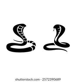 Two cobra snake icon silhouette vector illustration design on white background.