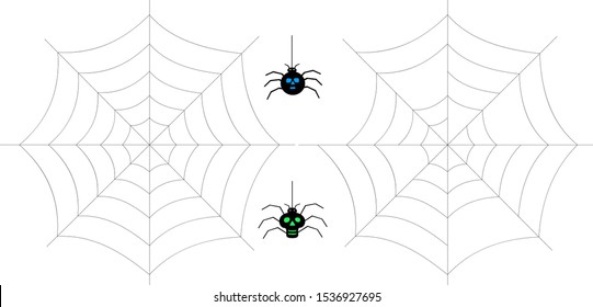 Two cobwebs (whole and torn) and two funny spiders . Total 4 isolated elements. Vector EPS is available.
 Can be used for design for a celebration concept (ex. Halloween), or for children's games, chi