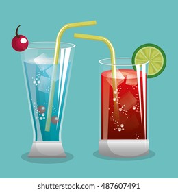 two cocktail glass with fruit design