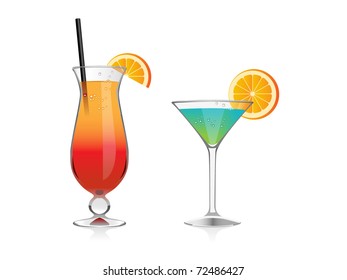 Two cocktails on a white background