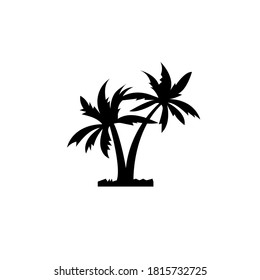 Two coconut palms black icon. Symbol for travel agency. Summer vacation logo