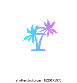 Two coconut palms icon. Symbol for travel agency. Summer vacation color logo
