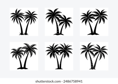 two coconut tree art vector illustration.