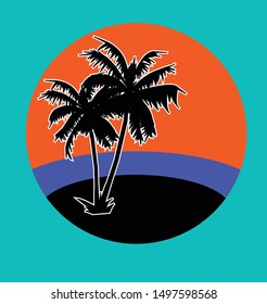 
two coconut trees on the beach