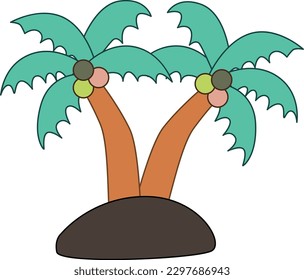 Two coconut trees are very beautiful.