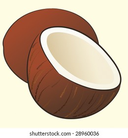 two coconuts on isolated background