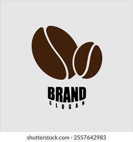 two coffee beans, brown colour, coffee business brand