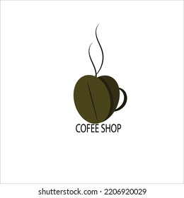 two coffee beans form a sign of love, coffee cup illustration vector eps10
