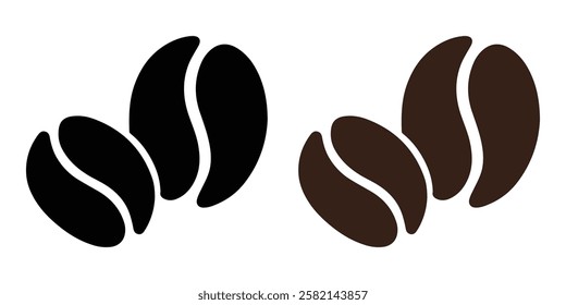 Two coffee beans icon set. Espresso vector illustration. Coffee shop logo. Roasted coffee symbol. Hot drink aroma isolated sign vector art