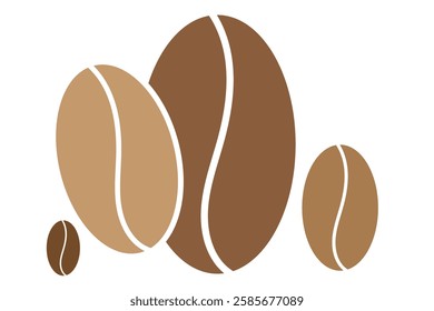Two coffee beans icon set. Espresso vector illustration. Coffee shop logo. Roasted coffee symbol. 1176