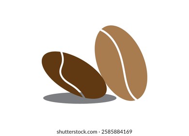 Two coffee beans icon set. Espresso vector illustration. Coffee shop logo. Roasted coffee symbol. Hot drink aroma isolated sign. Variety Design. EPS10