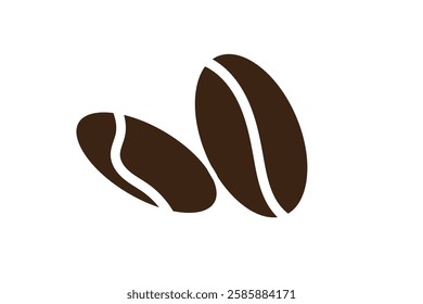 Two coffee beans icon set. Espresso vector illustration. Coffee shop logo. Roasted coffee symbol. Hot drink aroma isolated sign. Variety Design. EPS10