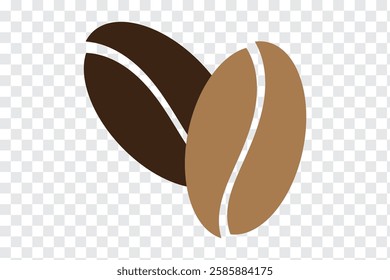 Two coffee beans icon set. Espresso vector illustration. Coffee shop logo. Roasted coffee symbol. Hot drink aroma isolated sign. Variety Design. EPS10