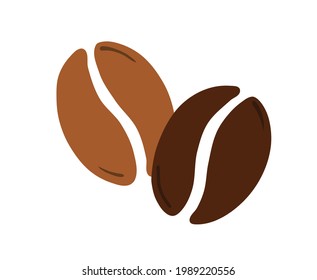 two coffee beans isolated on a white background