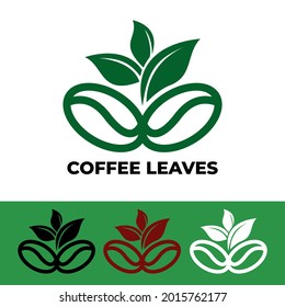 Two coffee beans thrive, best quality coffee, coffee leaf cafe logo