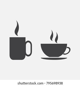 two Coffee cup black Icon button logo symbol concept high quality on the gray background