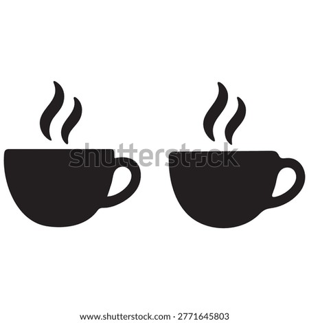 two coffee cup silhouettes with steam rising, set against a white background.