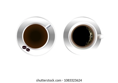 Two Coffee cups on White background.