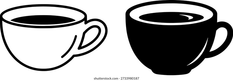 Dos tazas de café una blanca y otra negra con asas lado a lado
