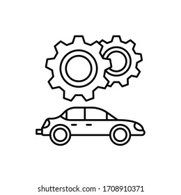 Two cogwheels, car repair icon. Simple line, outline vector elements of garage icons for ui and ux, website or mobile application