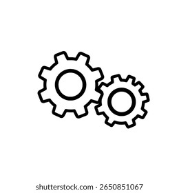 Two cogwheels icon. Simple gears symbol for teamwork or process illustration.