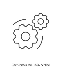 Two cogwheels line outline icon
