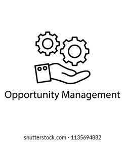 
Two cogwheels over hand symbolising management 
