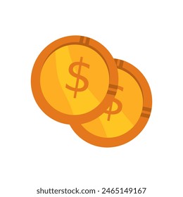 Two coins with dollar signs, ideal graphic for financial concepts, banking websites, money related articles, cryptocurrency, and investment blogs