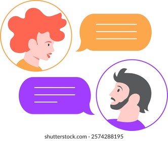 Two colleagues are communicating via a messaging app, sending text messages and having a conversation online, illustrating the concept of online communication