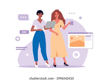 Two Colleagues Work Article Beautiful Girls Stock Vector (Royalty Free ...