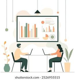 Two Colleagues Working Together in Modern Office