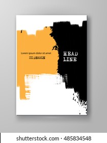 Two color abstract design. Ink paint on brochure, Color element isolated on white. Grunge banner paints. Simple composition. Liquid ink. Background for banner, card, poster, identity, web design.