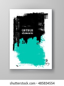 Two color abstract design. Ink paint on brochure, Color element isolated on white. Grunge banner paints. Simple composition. Liquid ink. Background for banner, card, poster, identity, web design.