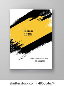 Two color abstract design. Ink paint on brochure, Color element isolated on white. Grunge banner paints. Simple composition. Liquid ink. Background for banner, card, poster, identity, web design.