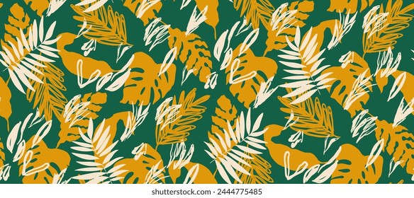 two color abstract tropical leaf seamless pattern