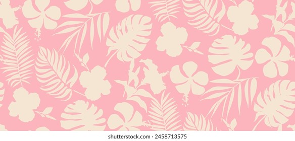 two color abstract tropical leaf seamless pattern