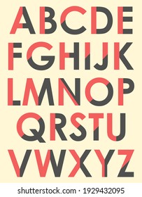 Two Color Alphabet Vector Font Typography