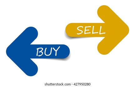 Two color arrows with text buy and sell