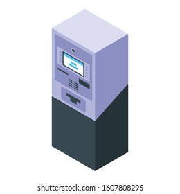 Two color ATM icon. Isometric of two color ATM vector icon for web design isolated on white background