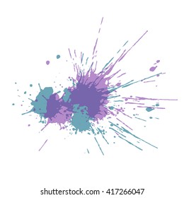 Two color blu and violet transparent Ink Splats vector background